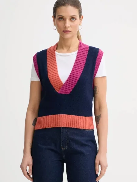 Telovnik z dodatkom volne United Colors of Benetton mornarsko modra