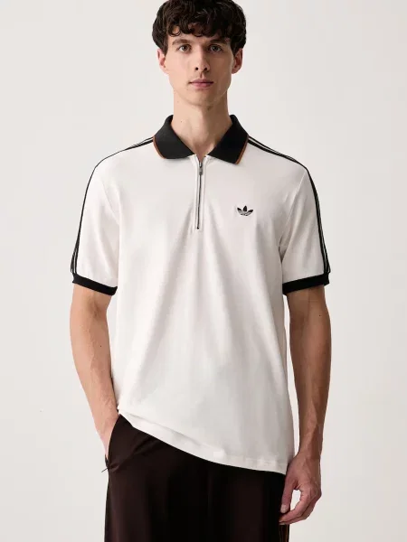 Adidas Originals тениска с яка мъжка с бяло