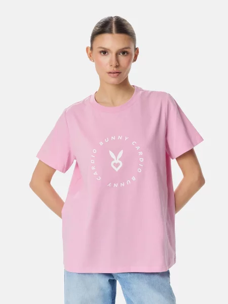 Cardio Bunny Póló RELAXED LOGO' rózsaszín