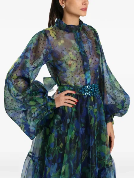 Rochie Miau By Clara Rotescu cu model floral cu imagine albastru