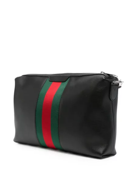 Кожена чанта за през рамо Gucci черно