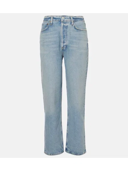 Talia proste jeansy Agolde z wysoką talią niebieskie