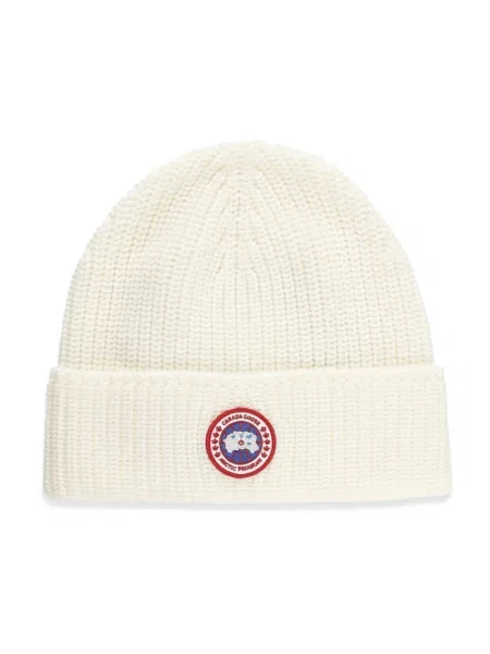 Czapka Canada Goose wełniana z logo beżowa