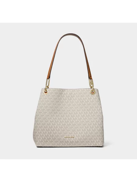 Shopperka Michael Michael Kors płócienna z logo beżowa