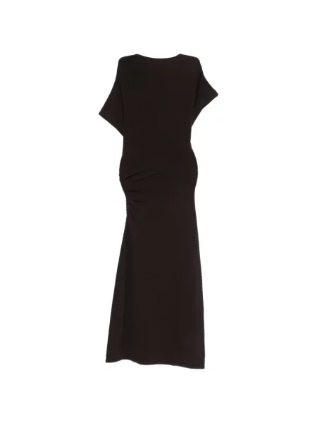 Dzianinowa sukienka midi Soeur do kolan garniturowa brązowa