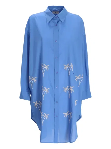 Rochie tip cămașă Benaras By Citrus albastru