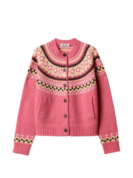 Cardigan Miu Miu din jacard roz