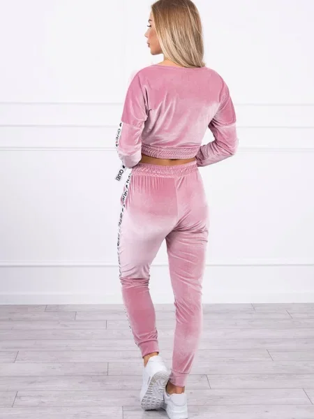 Trening Kesi din velur cu inscripții roz