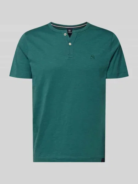 T-shirt z krótką listwą guzikową Lerros zielona