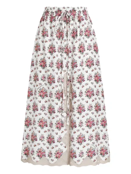 Fustă Dolce & Gabbana cu model floral din dantelă alb