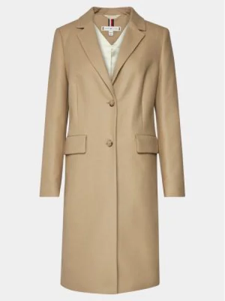 Tommy Hilfiger Vilnonis paltas Classic Light Wool Blend Coat smėlio