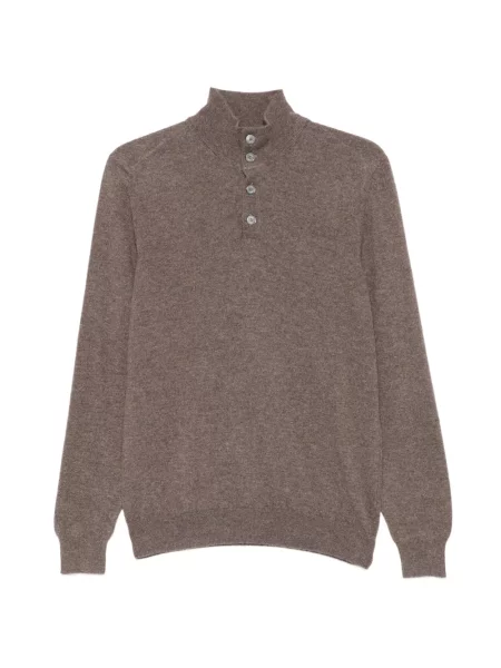 Lung tricou polo Fedeli maro