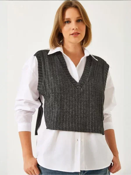 Bianco Lucci Bluza tamo siva bijela