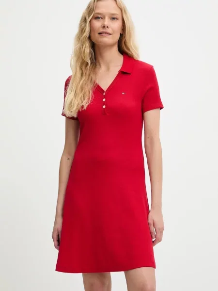 Tommy Jeans sukienka mini dopasowana czerwony