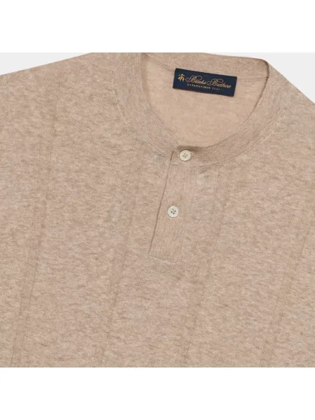 Lniany sweter Brooks Brothers ze sznurkiem beżowy