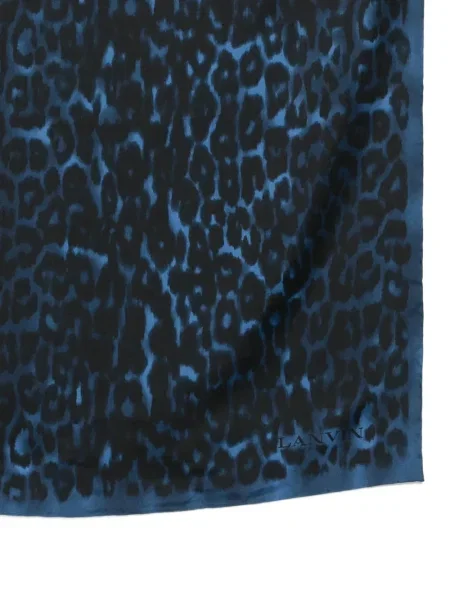 Fular Lanvin de mătase cu imagine cu model leopard albastru