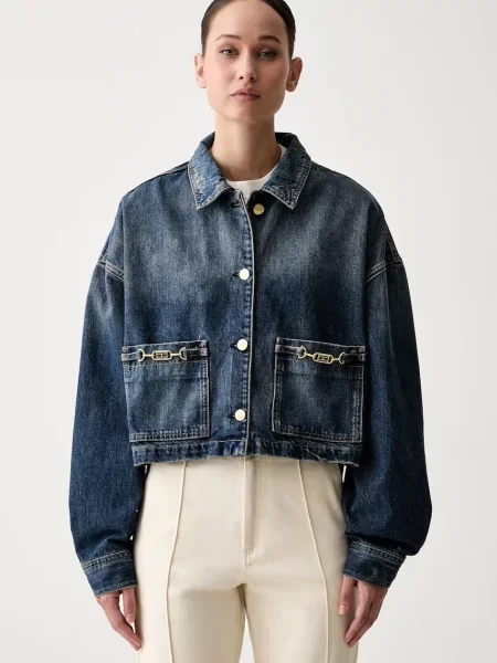 Tommy Hilfiger jachetă scurtă pentru femei din denim albastru