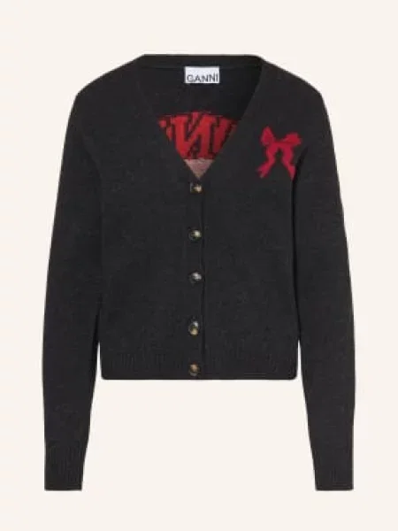 Ganni Kardigan schwarz beżowy