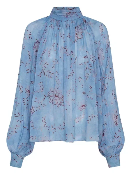 Top Nicholas cu model floral cu imagine albastru
