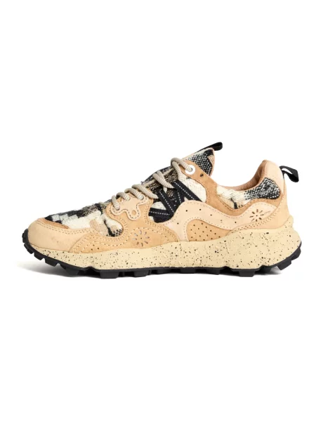 Sneakersy Flower Mountain skórzane w kwiatki brązowe
