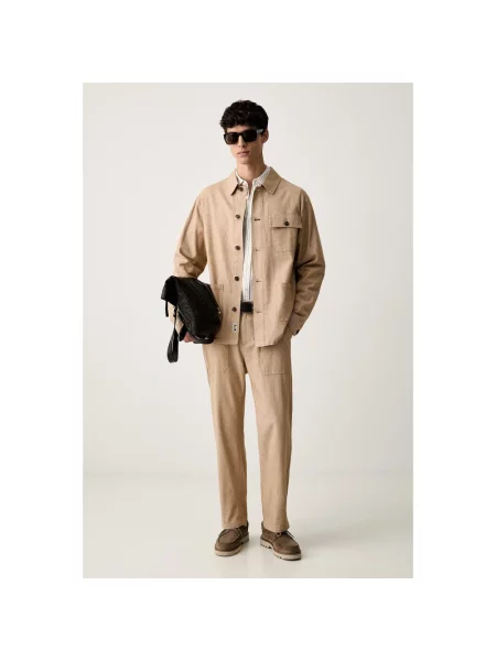 Scotch & Soda kurtka koszulowa z bawełną beżowa