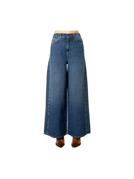 Szerokie jeansy Weekend Max Mara niebieskie