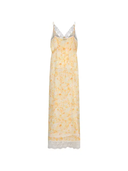 Rochie maxi Magda Butrym cu model floral cu imagine din dantelă galben