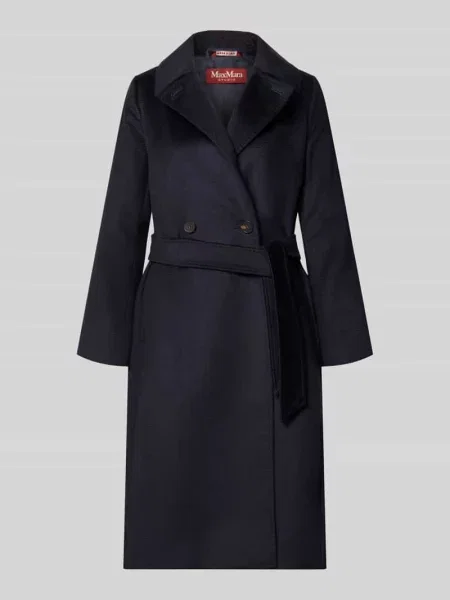 Prosty płaszcz z czystej żywej wełny model BCOLLAG' Max Mara Studio granatowy