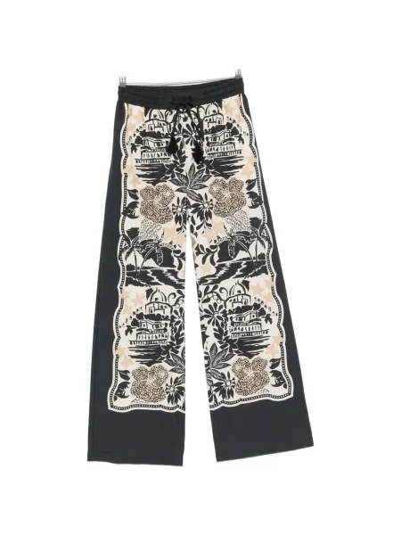 Pantaloni palazzo Ermanno Firenze cu imagine cu cordon negru