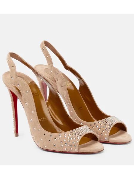 Sandale Christian Louboutin din piele de căprioară bej