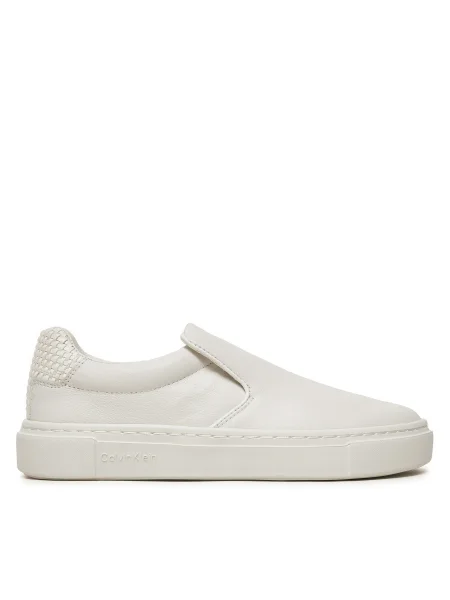 Кожени кецове Calvin Klein CUPSOLE SLIP ON WOVEN LTH бяло