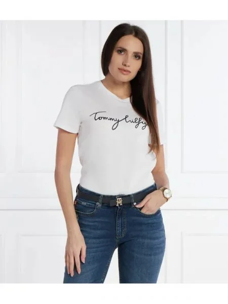 Tommy Hilfiger Póló REG C-NK SIGNATURE fehér