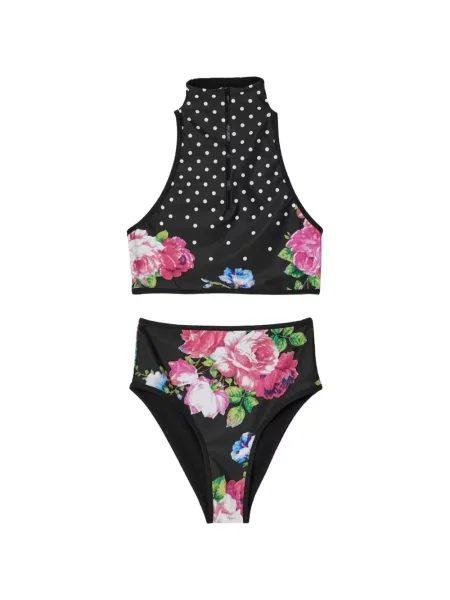 Bikini Moschino cu model floral negru