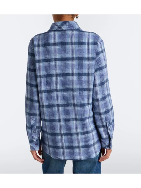 Kašmírová kockovaná košeľa God's True Cashmere modrá