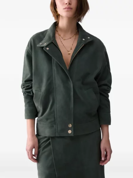 Geacă bomber Liu Jo din piele de căprioară verde