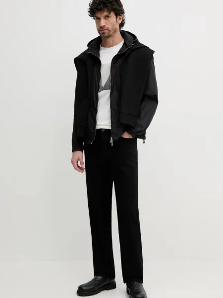 Lniana kurtka przejściowa Armani Exchange czarna