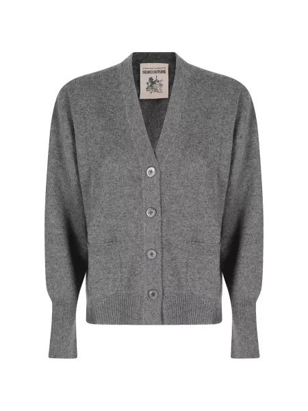 Cardigan Semicouture cu decolteu în V gri