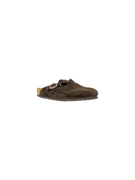 Klapki Birkenstock zamszowe brązowe