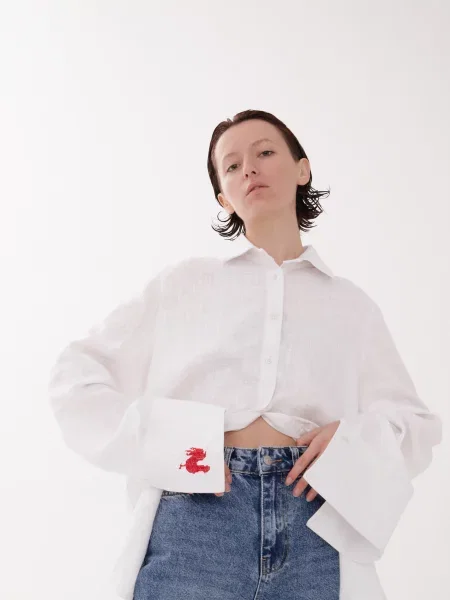 Лляна Сорочка повсякденна GNIZDO білий