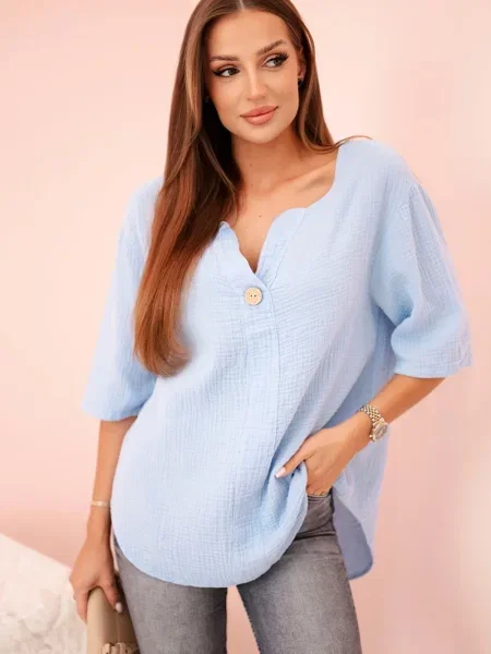 Cămașă Kesi Włoski din muselină albastru