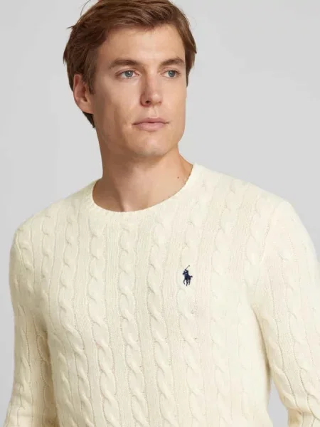 Polo Ralph Lauren sweter Mężczyźni Wełna jednolity XL biały