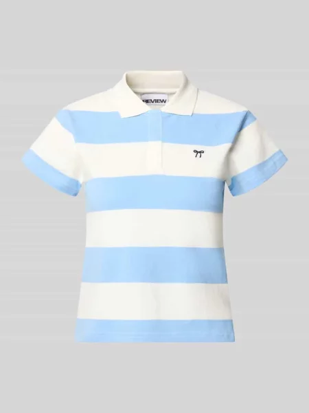 Koszulka polo o kroju slim fit z haftem Review niebieska