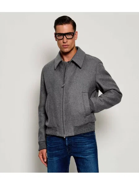 BOSS BLACK De lână geacă | Relaxed fit negru