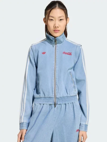 ADIDAS ORIGINALS Prijelazna jakna Firebird plavi traper / svijetlo crvena bijela