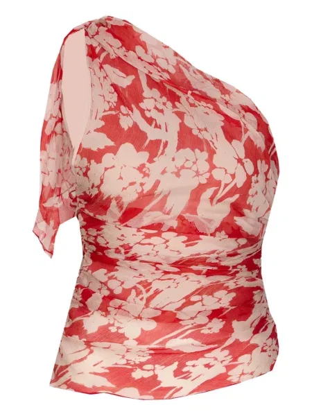 Bluză Victoria Beckham drapată cu un umăr gol roșu