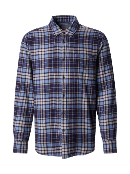 MUSTANG Košeľa Eastbridge piesková / modrá / svetlomodrá sivá