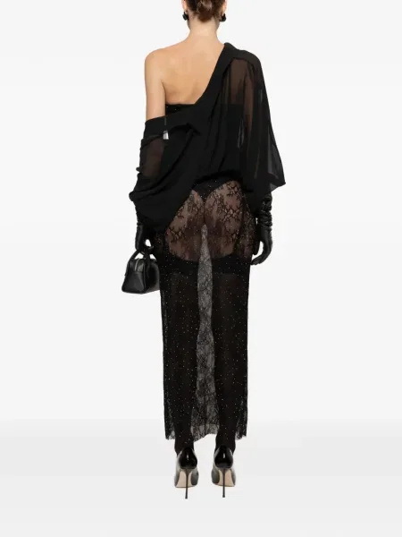 Fusta maxi Nissa din dantelă negru