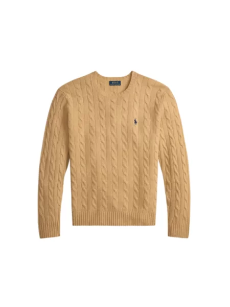Sweter z dzianiny o kroju regular fit z mieszanki wełny i kaszmiru Ralph Lauren beżowy