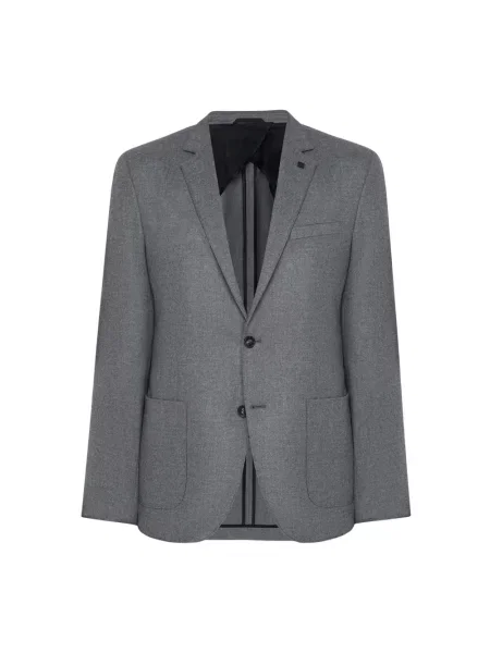 Garnitur Karl Lagerfeld wełniany z naszywanymi kieszeniami szary
