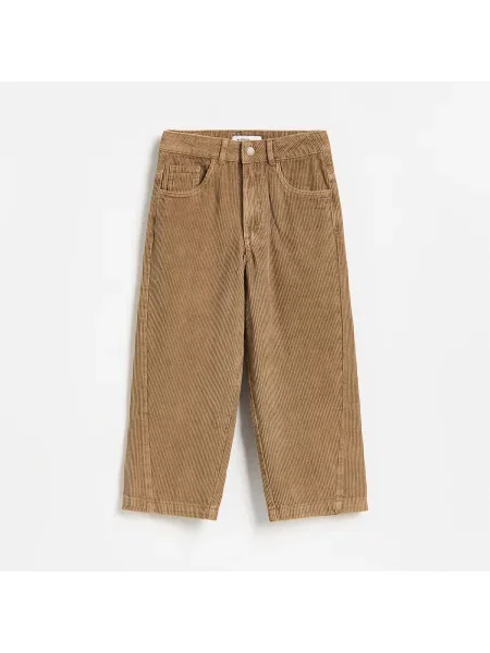 Reserved Baggy manšestrové kalhoty hnědá
